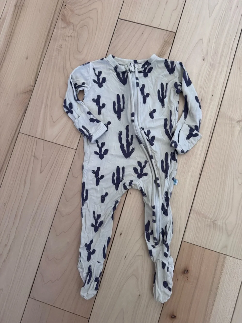 Posh Peanut Cream‎ Footed One-Piece with Navy Cactus Print